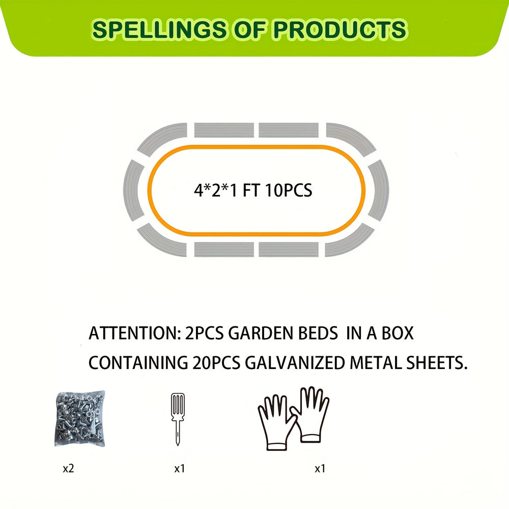 2-Pack Galvanized Raised Garden Bed Kit - Oval Large Metal Planter Boxes for Outdoor Vegetables, Herbs & Flowers