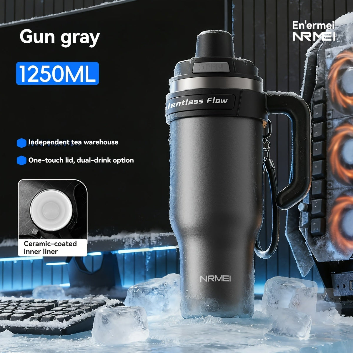 Stainless Steel Insulated Thermos 24-Hour Hot & Cold Leak-Proof with Handle & Carrying Strap for Car Travel & Daily Use – 32 oz & 42 oz Multiple Colors