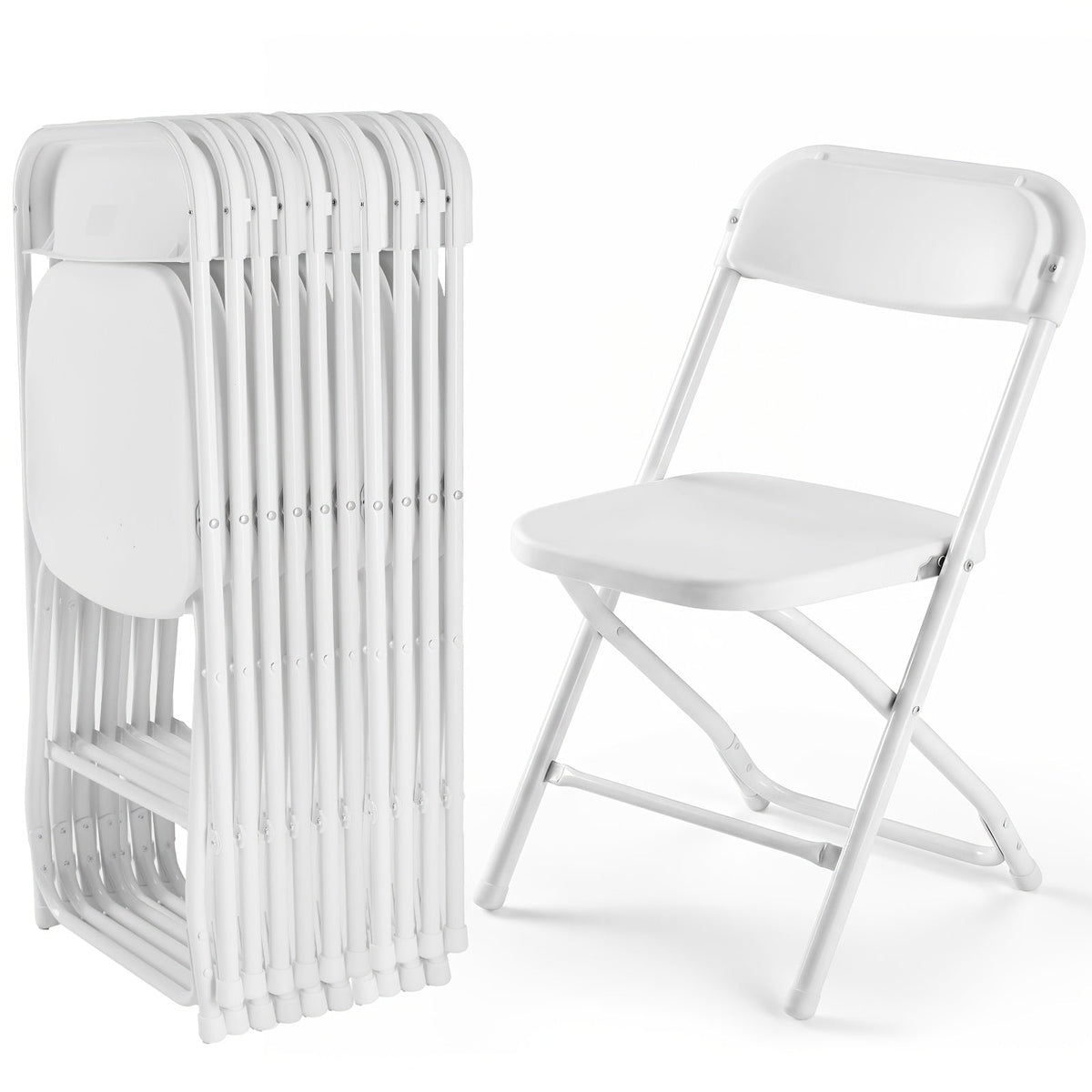 Plastic Folding Chair 330LB Heavy Duty – Lightweight Foldable Chairs for Office Indoor Outdoor Events in Black & White (Set of 4 / 6 / 10)