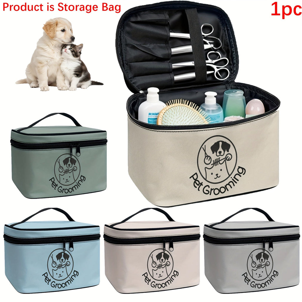 宠物美容工具收纳袋（犬猫通用）——带提手与双拉链的便携式收纳包，旅行用宠物美容工具袋，宠物爱好者的理想礼物