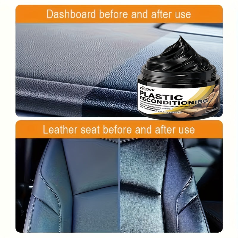 Car Plastic Restorer & Tire Brightening Cream – Universal Auto Refurbishing Cream for Dashboard, Interior Trim, and Tires, Prevents Aging & Fading, Long-Lasting Shine & UV Protection for All Vehicles