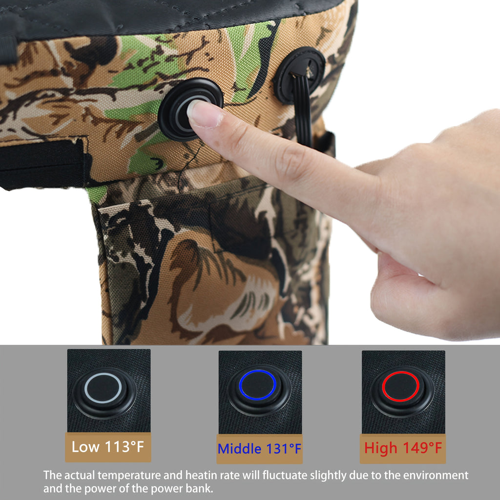 Foldable Heated Hunting Seat Cushion USB Powered Portable Warming Pad for Tree Stand, Ice Fishing, Camping, and Outdoor Use, Camouflage (Power Bank Not Included)
