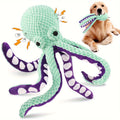 Plush Octopus Dog Toy with Squeaker, Interactive Durable Chew Toy for Medium Dogs, Teal Purple Stuffed Squeaky Dog Toy for Play, Fetch, Training, and Boredom Relief