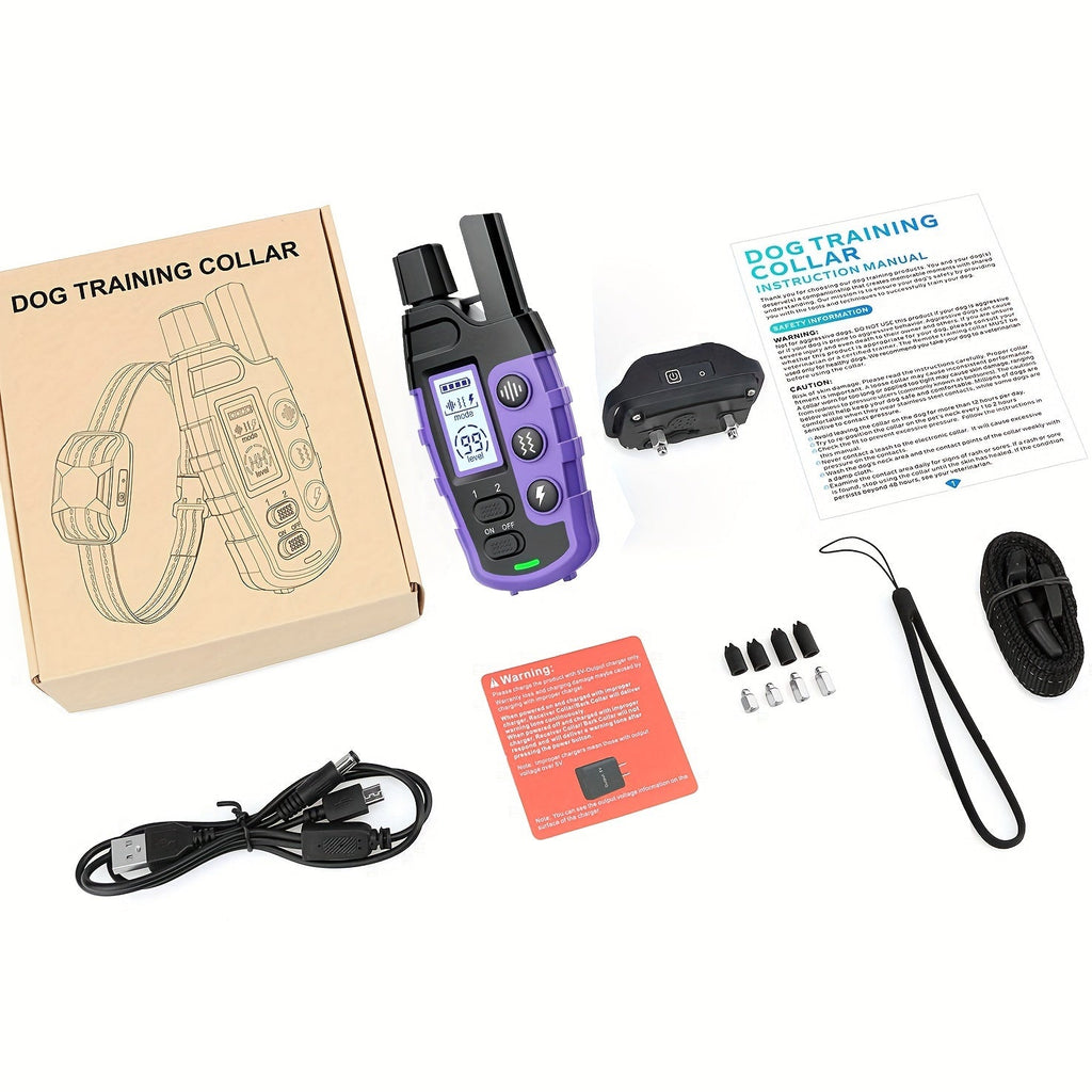 Dog Training Collar with Remote – 4150ft Range, Shock, Vibration & Beep Modes, Rechargeable E-Collar for Small to Large Dogs 5-150lbs, 1-Dog & 2-Dog Options, Purple