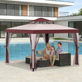 10x10 Ft Gazebo with Mosquito Netting & Mesh Sidewalls, 100 Sq Ft Shade, Sturdy Steel Frame, for Garden, Backyard, Terrace & BBQ Party