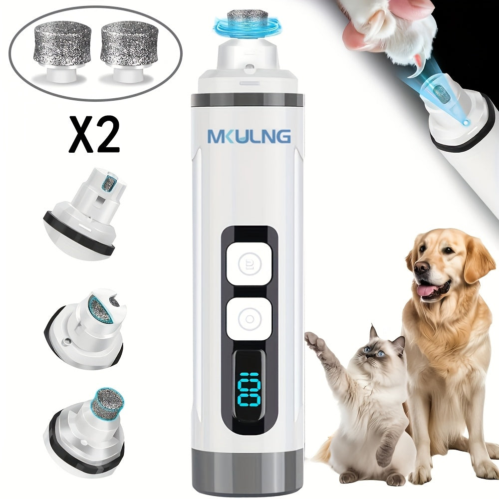Quiet Dog Nail Grinder with LED Light – Upgraded 3-Speed Rechargeable Electric Pet Nail Trimmer & Grinder Kit, Painless Paw Grooming for Small, Medium, and Large Dogs & Cats