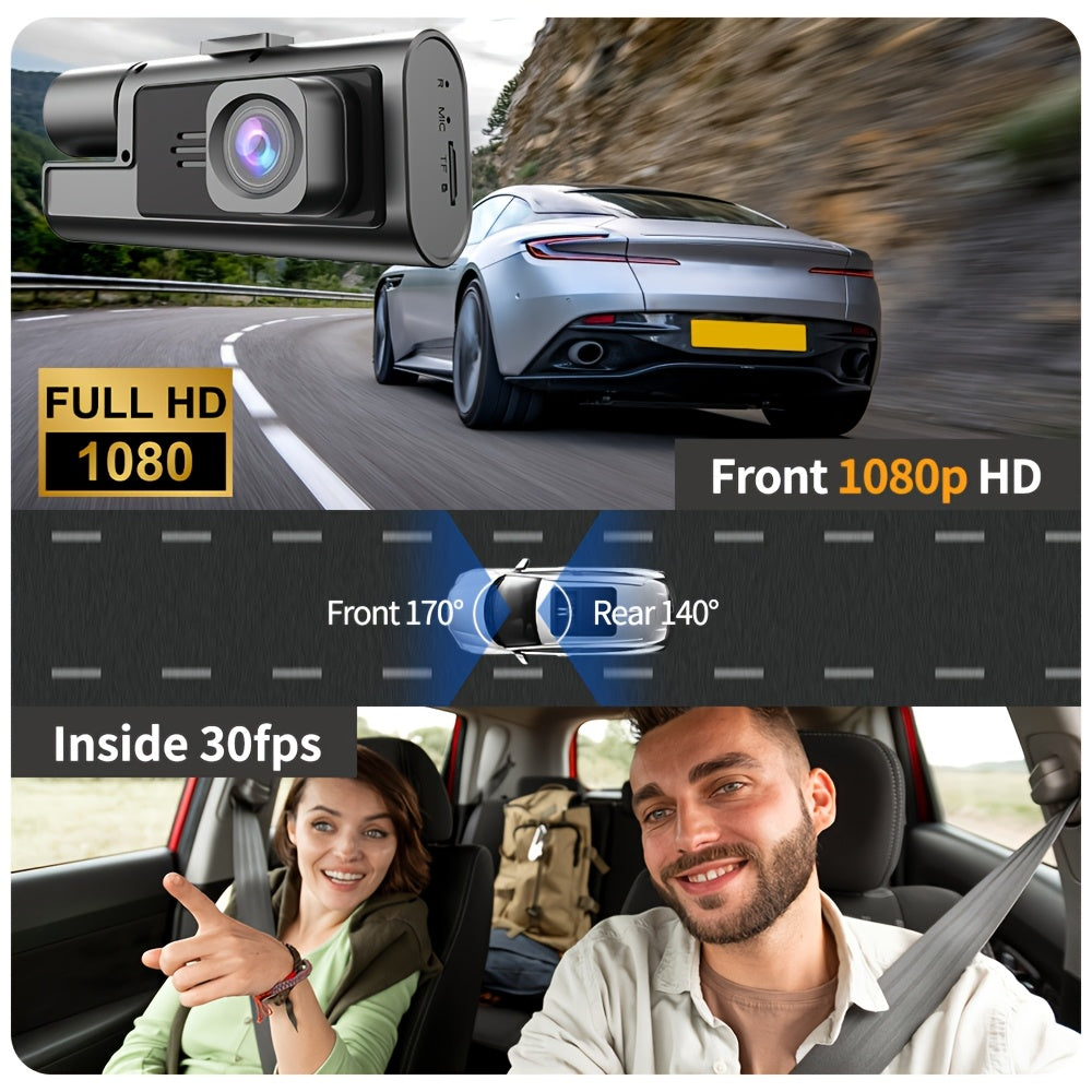 1080P Dual Channel Dash Cam Front & Rear 170° Wide Angle with Super Night Vision, Loop Recording, G-Sensor, and Wi-Fi – FHD Car DVR Dashboard Camera for Cars, Trucks, and SUVs