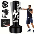 68-Inch Freestanding Inflatable Punching Bag with Stand Pump & Gloves for Adults MMA Kickboxing Muay Thai & Boxing Training Home Gym – Black