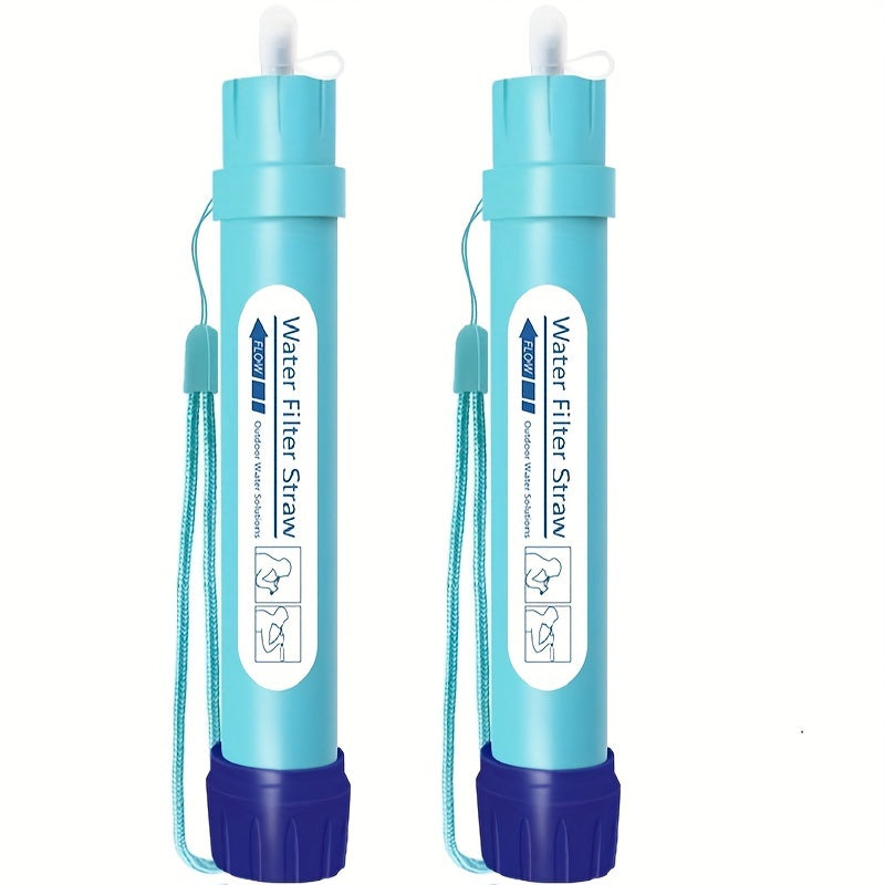 Personal Water Filter Straw 0.1 Micron 4-Stage Filtration Mini Water Purifier, Lightweight Portable Survival Gear for Hiking, Camping, Travel, and Emergency Preparedness, 1 or 2 Pack Options