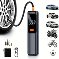 Wireless Portable Tire Inflator Air Compressor with Digital LED Display, Automatic Tire Pressure Detection, USB-C Rechargeable for Car, Bicycle, Motorcycle Tires, and Basketball Inflating