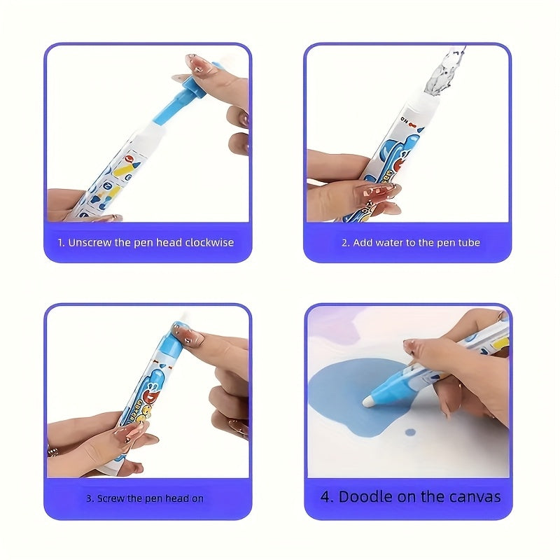 Water Drawing Mat for Kids, Reusable Magic Painting Canvas, Mess-Free Art Toy Set for Ages 3+, Large 80x60cm, Ocean Animal Designs, Gift Box