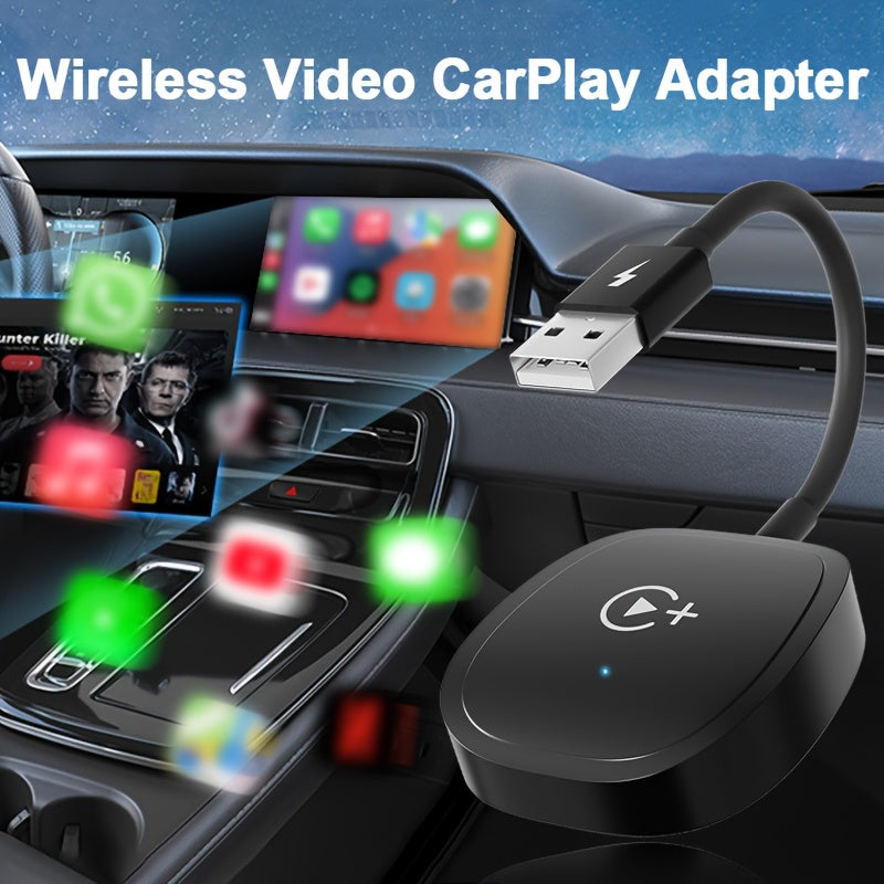 Wireless CarPlay Adapter with YouTube & TikTok – Plug & Play USB Dongle Converts Wired to Wireless Apple CarPlay, Supports iPhone Hotspot WiFi, Compatible with Audi, Ford, Toyota, Honda, and More