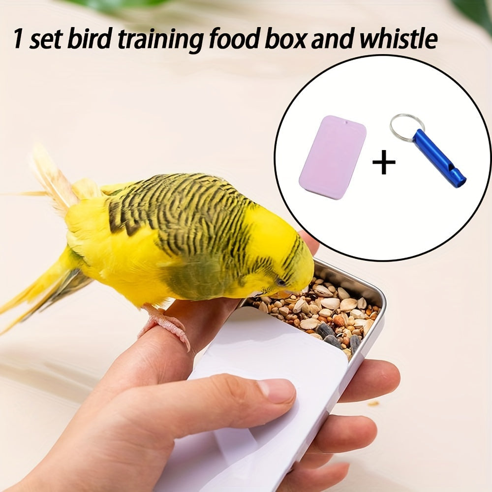 Parrot Training Starter Kit - Bird Training Food Bowls, Hand Feeder & Whistle Set for Parrots, Parakeets, Budgies, Cockatiels, Conures - Bird Pet Supplies, Taming & Bonding Accessories (Random Color)