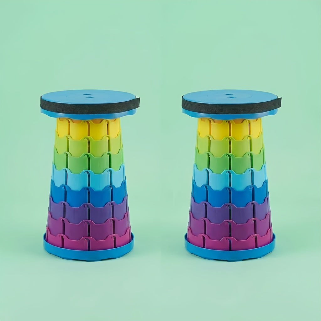 Collapsible Camping Stool, 400 lbs Capacity, Ultra-Portable Lightweight Folding Seat - Folds Flat, Fits in Backpack for Camping, Hiking, Fishing & Indoor/Outdoor Use - Rainbow Option Available