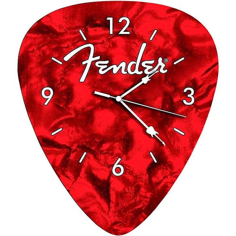 Fender Guitar Pick Wall Clock – Music Lover Wall Decor Easy Install AA Battery Powered – Red