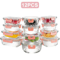 12-Piece Glass Food Storage Container Set with Lids, Airtight and Leak-Proof Meal Prep Containers, Thickened Glass Bento Lunch Boxes, Safe for Microwave, Oven, Freezer, and Dishwasher, Kitchen Pantry Organizer