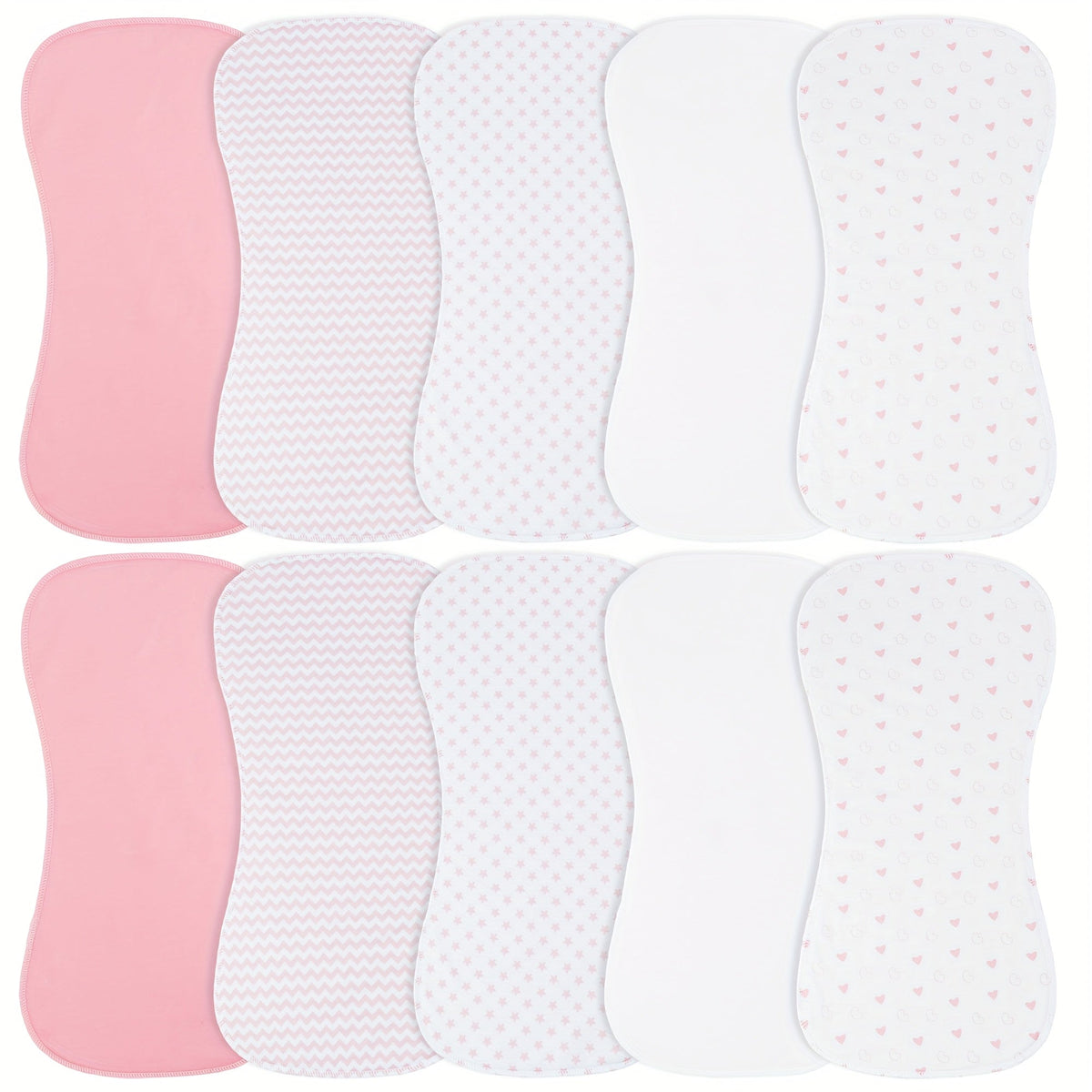 10-Pack Baby Burp Cloths for Newborn Boys & Girls, Large Neutral Baby Washcloth Burp Rags, Era of Dinosaurs, Fox Home, Steel Roses, Pink Florals, Simple Beige, Pink Peach & Pink Starlink
