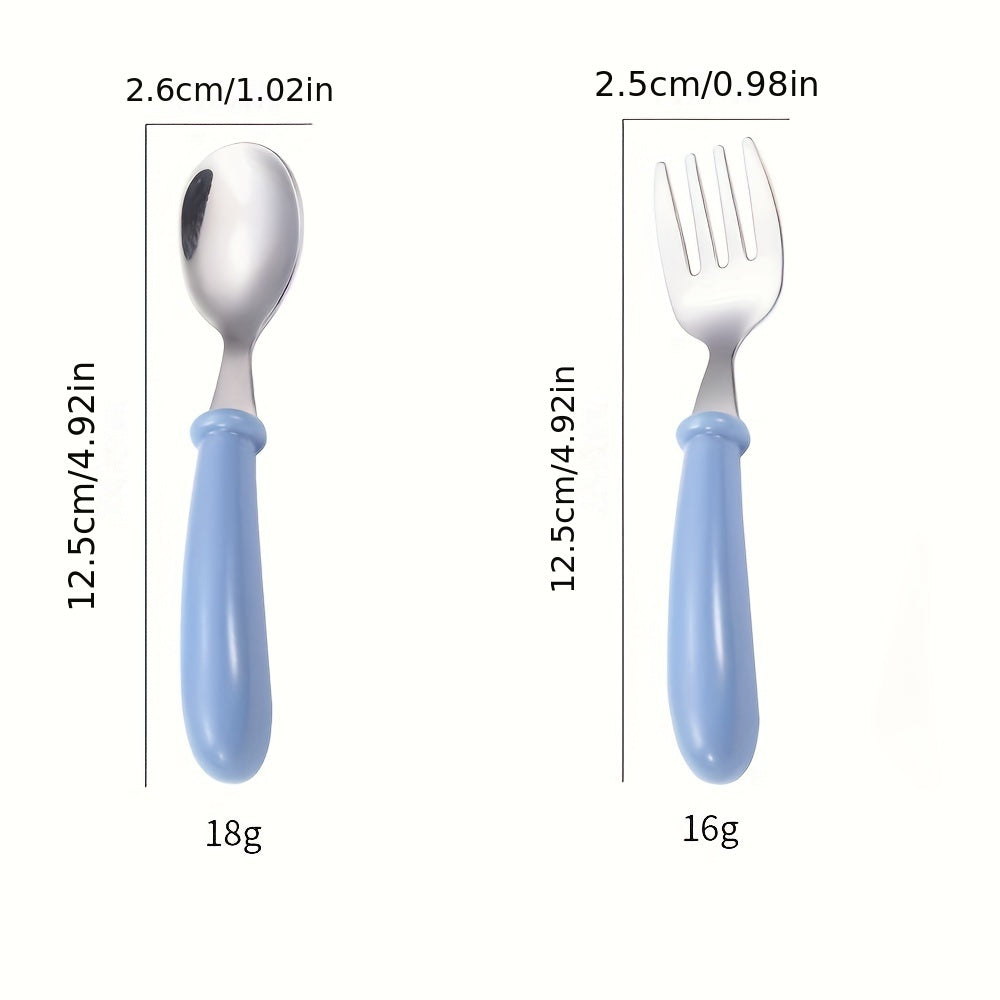Toddler Utensils Set of 6 Stainless Steel, Baby Silverware Fork and Spoon Set with Safe Round Handle, Kid-Safe Flatware Cutlery Set for Self-Feeding Infants & Toddlers