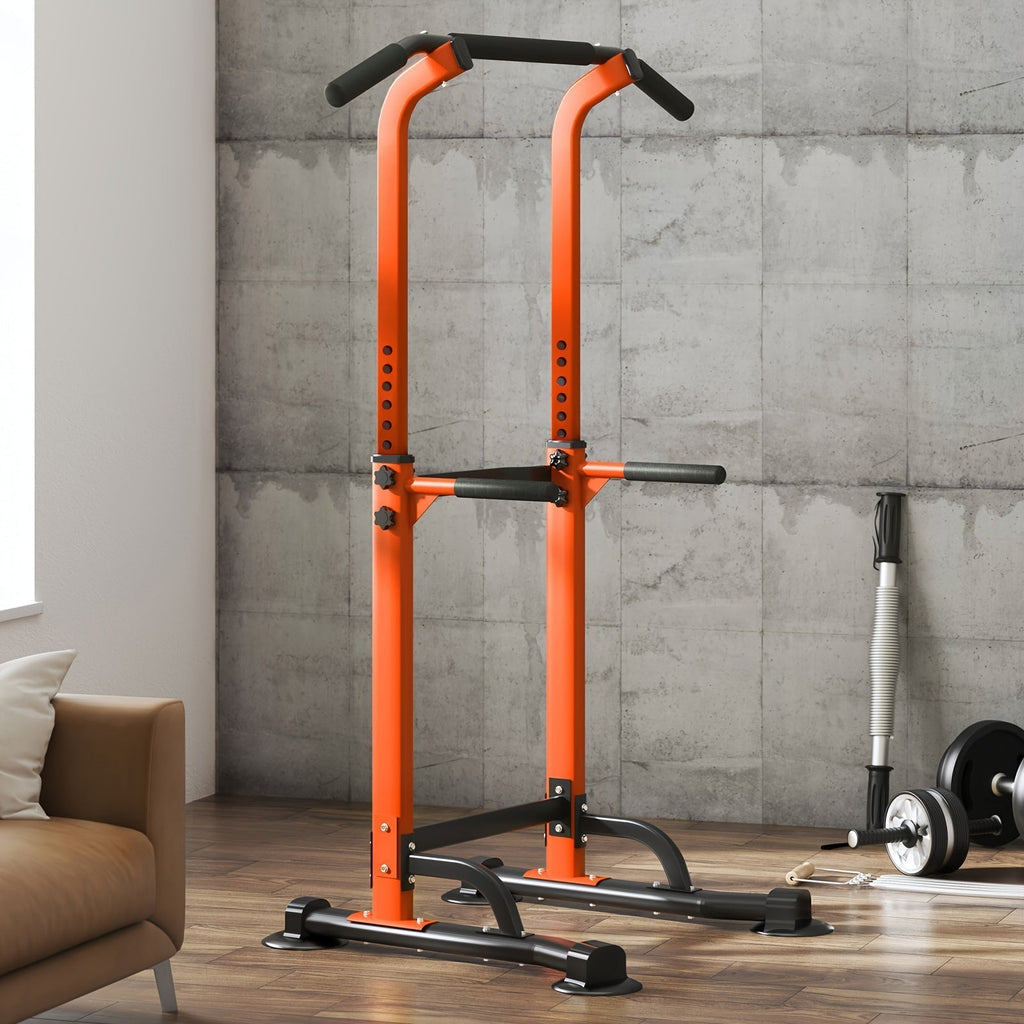Power Tower Dip Station with Pull-Up Bar, 10 Adjustable Heights, 330 lbs Capacity, Full-Body Strength Training for Home Gym – Pink, Black, Red, Yellow, Blue, Orange, Green