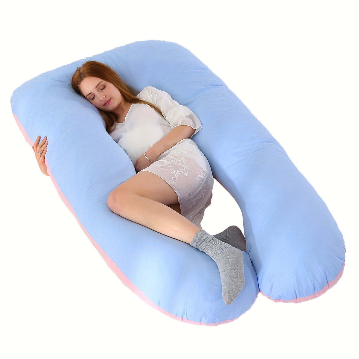 U-Shaped Pregnancy Maternity Pillow Full Body Support Back Neck Leg Soft Polyester Portable for Expecting Moms – 6 Colors