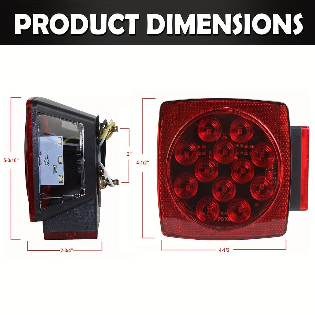 12V LED Trailer Light Kit with Wiring Harness – Submersible Waterproof Utility Trailer Lights for Boat, RV, and Truck, Complete Kit for Trailers Under 80 Inches, Corrosion Resistant