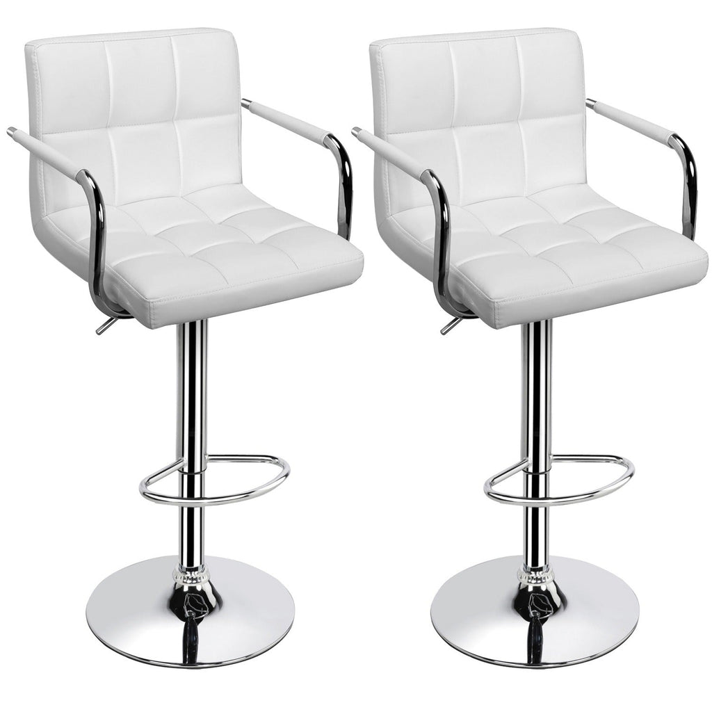PU Leather Bar Stools Set of 2, Adjustable Height Swivel Counter Stools with Backrest & Footrest, Heavy-Duty Steel Base, Easy Clean Kitchen Island Dining Room Home Bar Chairs, Multiple Colors