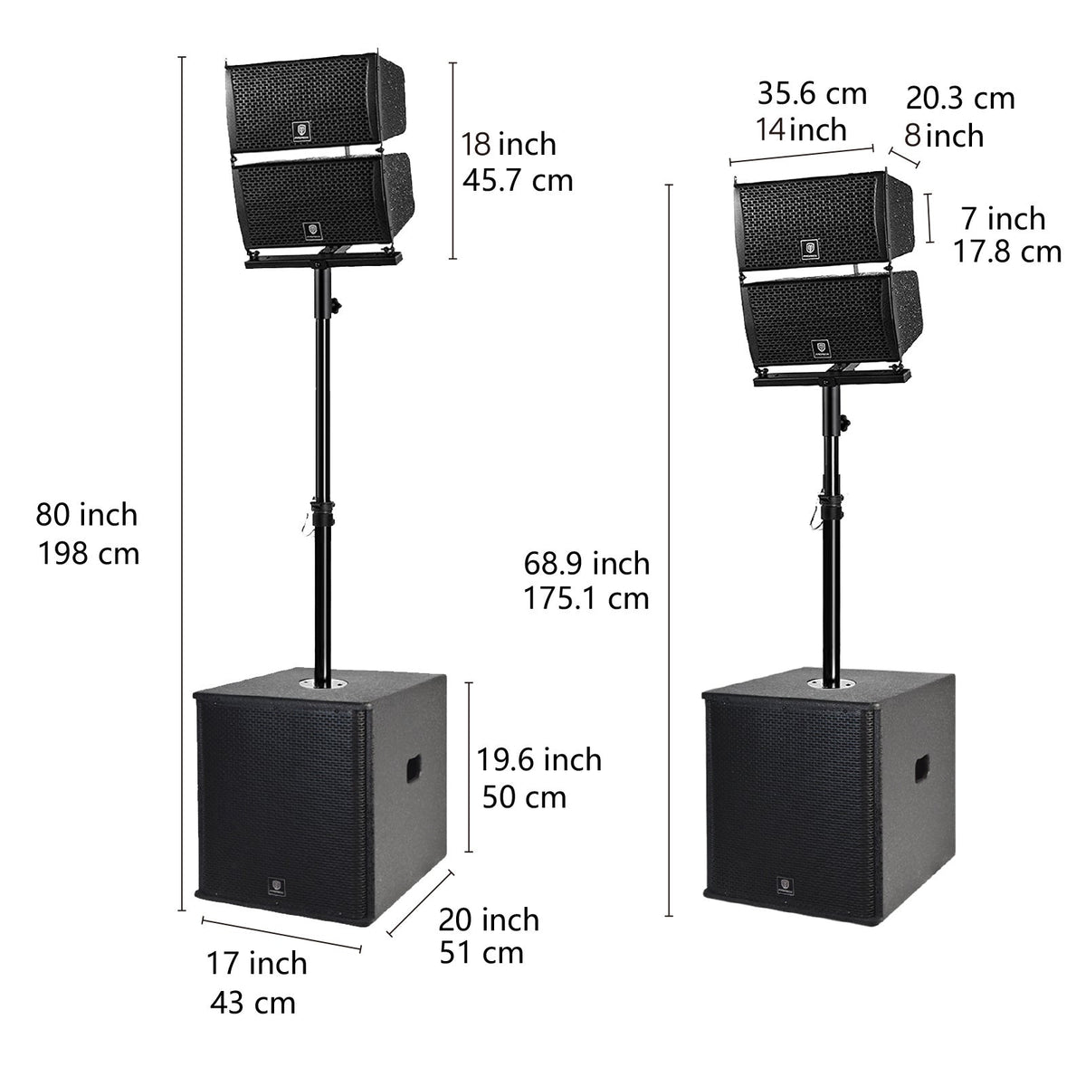 Power CLUB 6000 PA Speaker System 8000W P.M.P.O. 2.2 Channel Class-D Bi-Amp 4x6.5" Line Array + 2x15" Subwoofers Wireless USB SD Card Remote Control 110V–220V for Parties DJs Weddings & Events