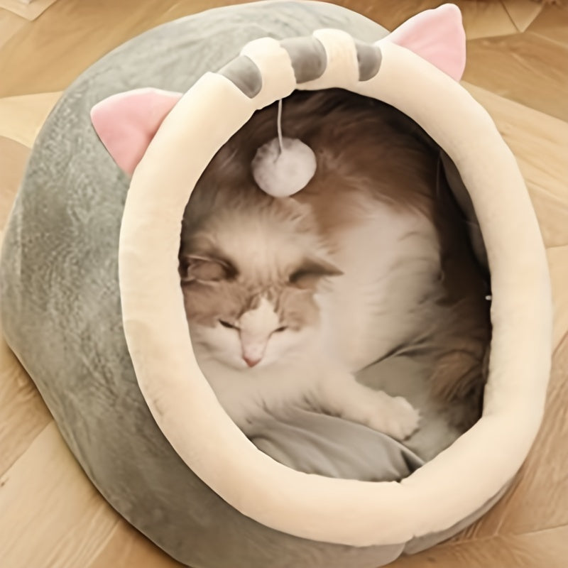 Soft Cat Bed with Breathable Mat - Cozy Kitten Sleeping Basket for Small, Medium, and Large Cats, All-Season Indoor Cat House