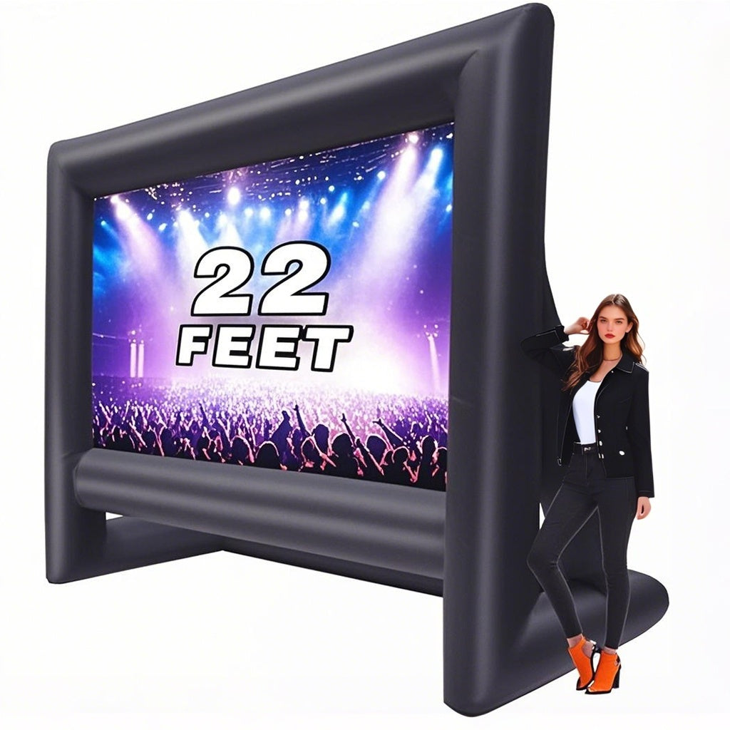 Inflatable Outdoor Movie Screen, 14/16/18/20/22/24 Ft Size Options, Blower & Storage Bag Included, Blow-Up Projection Screen for Backyard Movie Nights, Theme Parties & Celebrations