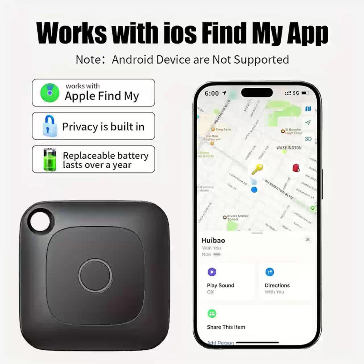 Portable Real-Time GPS Tracker Global Coverage Location Tracking Device for Cats, Dogs, Keys, Wallets, Luggage, Anti-Loss Finder, Android & Universal, Single or 4-Pack