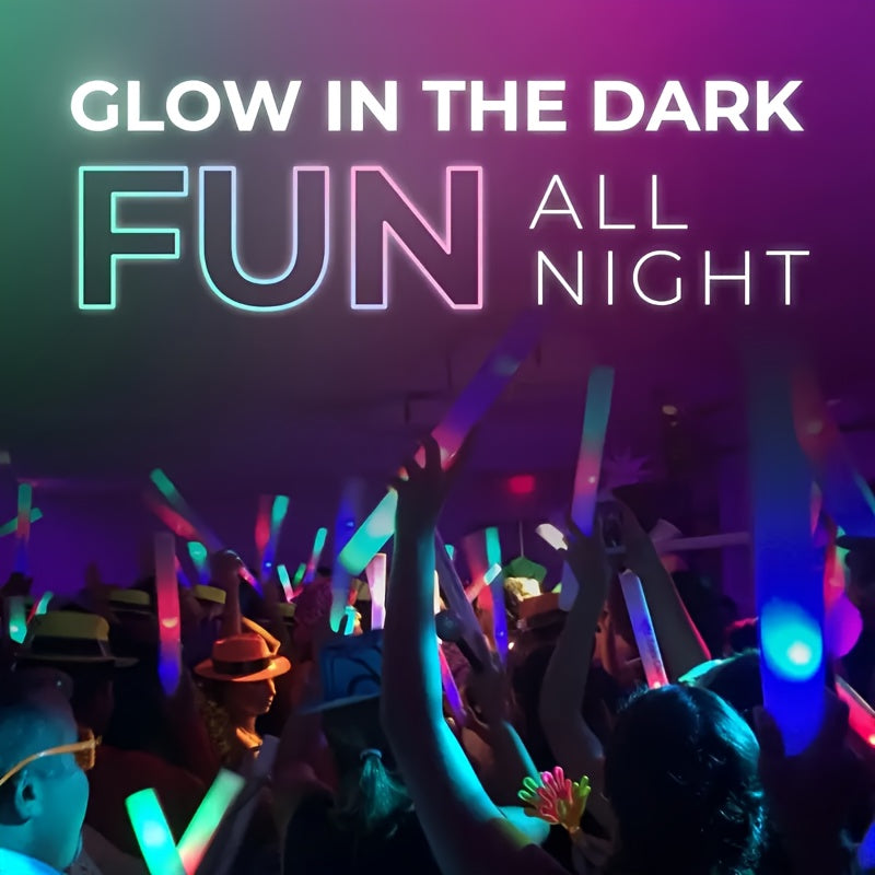 LED Foam Light Sticks Bulk Pack 28, 48 or 100 Pieces – 3-Mode Color Changing Flashing Glow Sticks for Parties, Weddings, Concerts, Birthdays, Halloween, Christmas, Camping and Cheering Events