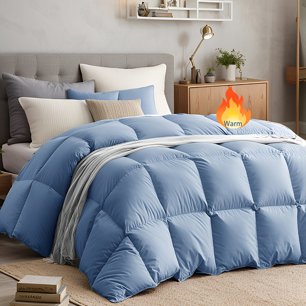 All-Season Down Feather Comforter – Lightweight Breathable & Warm with 8 Corner Tabs in White Light Blue Vibrant Blue Mineral Green | Twin Queen King Cal King Oversized King