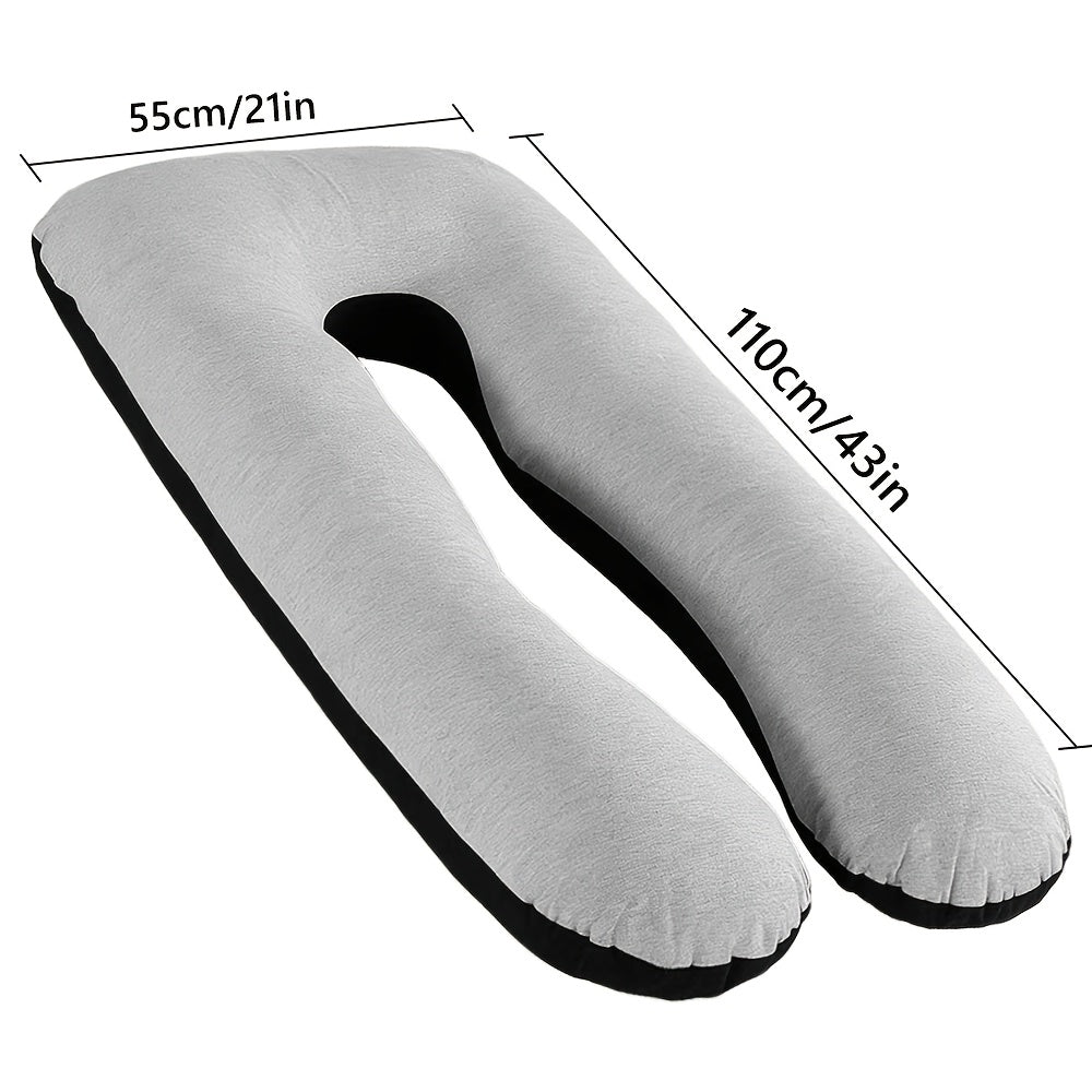 J & U-Shaped Pregnancy Pillow, Full Body Maternity Pillow with Velvet & Flannel Cover, Back, Legs & Belly Support for Pregnant Women, 43", 47" & 55", Multiple Colors