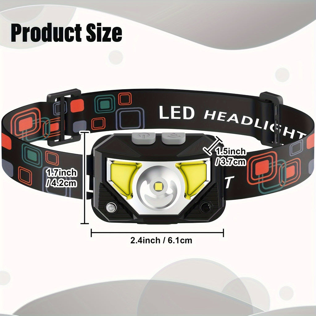 1200 Lumen Rechargeable LED Headlamp with Motion Sensor & Red Light – 8 Modes, USB-C, Waterproof Head Lamp for Camping, Hiking, Fishing, Auto Repair, Garage, and Emergency Use – Gift for Men