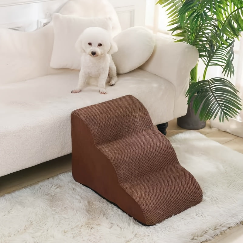 Dog Stairs for High Beds & Sofa Pet Steps Ramp, Sponge Foam Slope for Small Dogs and Cats, Memory Rebound Density 28-32, Non-Slip Pet Stairs, 22.83x12.2x11.02 Inches, Gray/Green