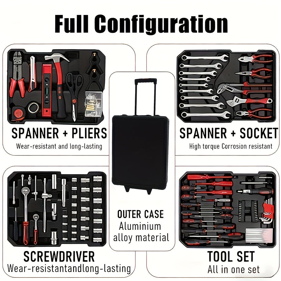 899-Piece Home & Automotive Tool Kit with Storage Box & Socket Wrench Set for Mechanics, DIY Repairs, Woodworking & Craft – Comprehensive All-in-One Toolbox for Home, Garage & Workshop