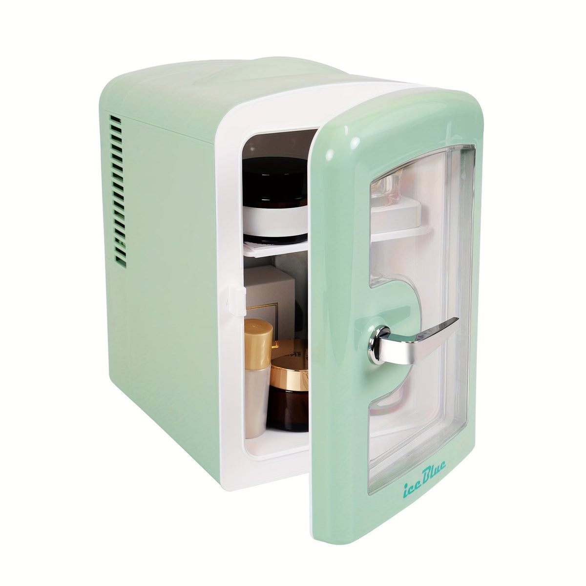 Portable Mini Fridge with Mirror & Light – 1.06 Gal, Dual Heating & Cooling, Holds 6 Cans, Compact Bedroom Vanity Refrigerator for Skincare, Drinks & Snacks, Pink / Green / White – Nova Mart