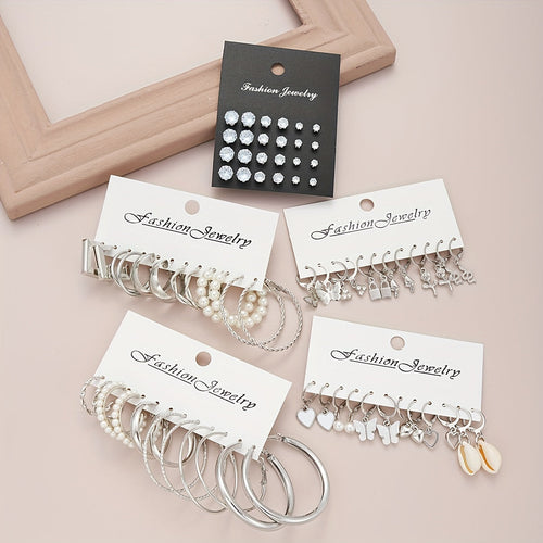 108pcs Women's Jewelry Set Vintage Butterfly Heart Rhinestone Necklace Bracelet Anklet Ring Earrings Bundle Multi-Layer Chains Silver Fashion Jewelry Gift for Her