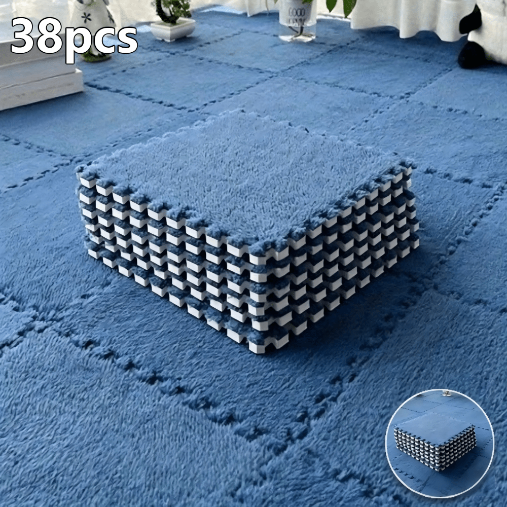 38 Pcs EVA Foam Patchwork Floor Mat Tiles Non-Slip Impact Resistant Interlocking Carpet for Living Room Bedroom Bay Window & Fitness – 8 Colors