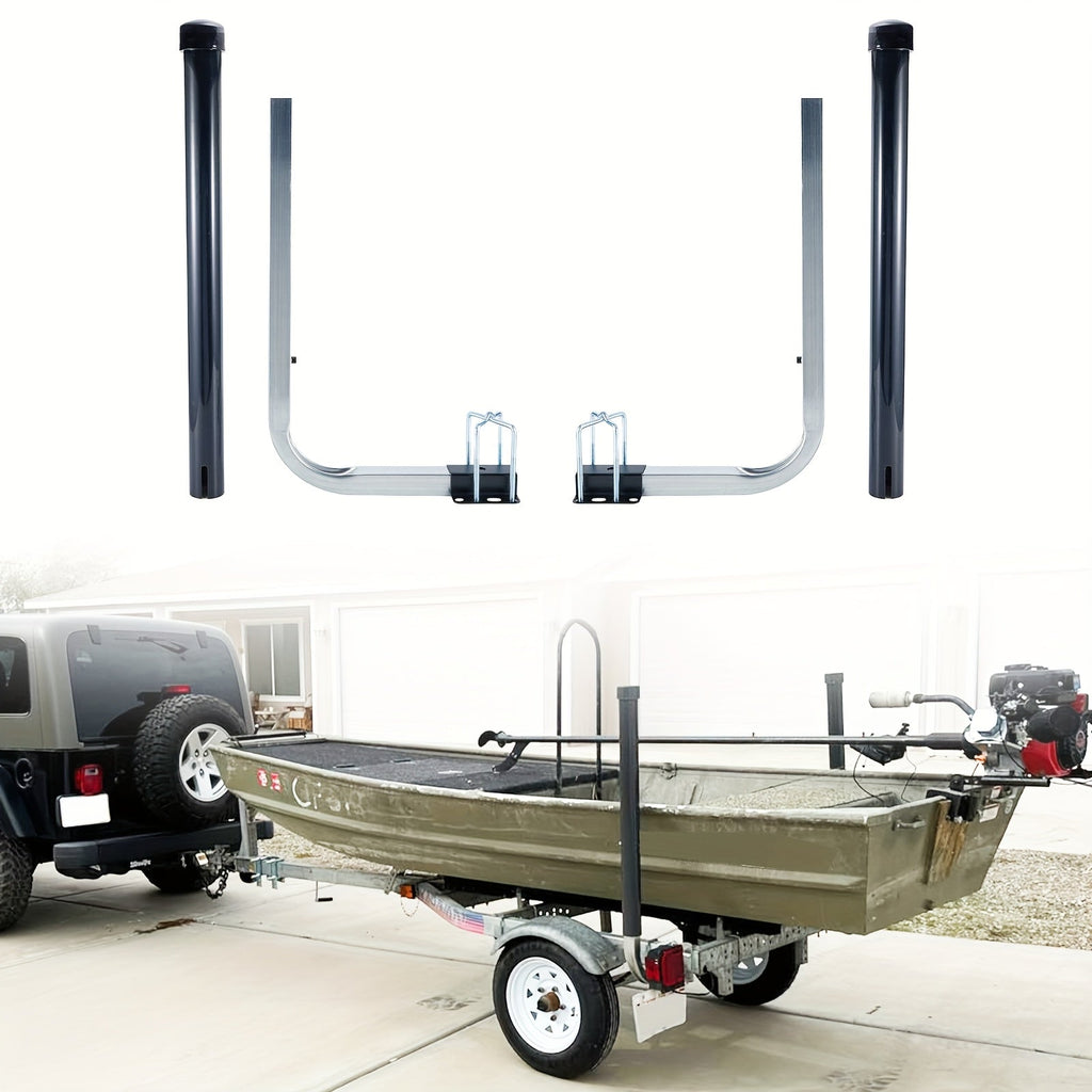 Adjustable Boat Trailer Guide Poles 31"-60" L-Shaped Galvanized Stainless Steel with Black PVC Pipes - Trailer Guide-Ons for Ski Boat, Fishing Boat & Sailboat Trailer