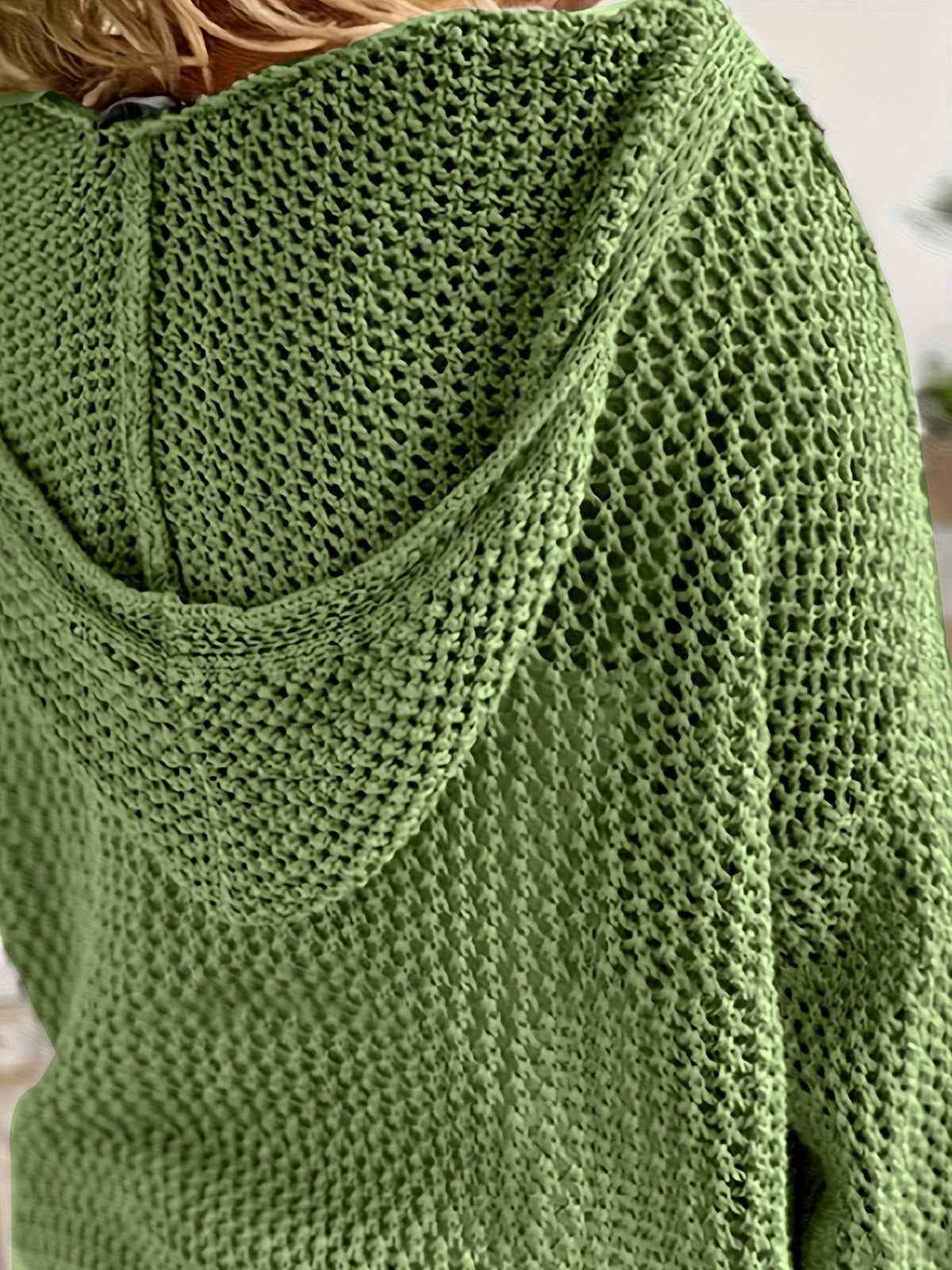 Women's Western Style Loose Hollow-Out Sweater Hoodie - Crochet Knit Pullover Open-Knit Casual Boho Shirt Yellow Green Khaki Red Grey S M L XL XXL Spring Fall