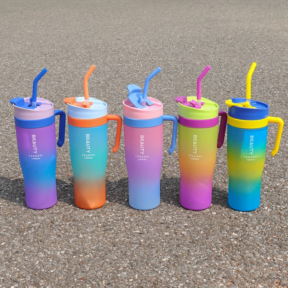 3-Pack Water Bottle Set 46oz 27oz 9.5oz with Straw Lid & Handle – BPA-Free Insulated Travel Cups for Gym, Hiking, Camping, Fitness & Outdoor Sports, Leak-Proof Reusable Drinking Bottles