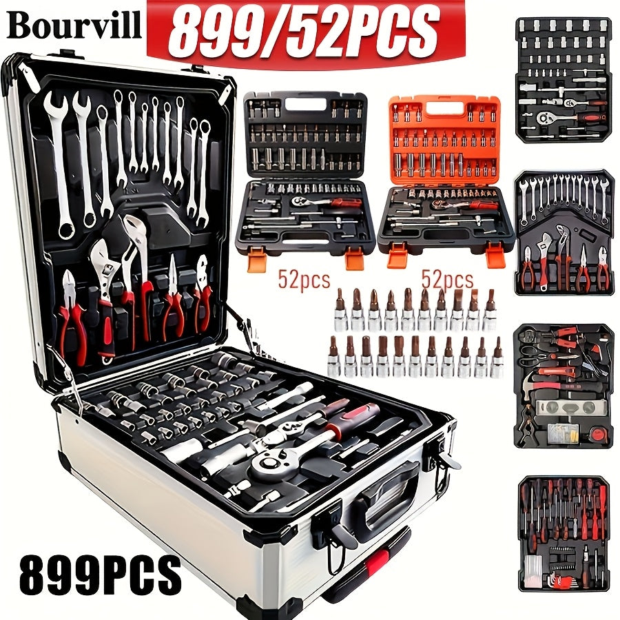 52-Piece Professional Tool Set with Portable Toolbox, Multi-Functional Home and Car Repair Kit for DIY Enthusiasts and Professionals, Gift for Men, Available in Red, Standard Black, and White