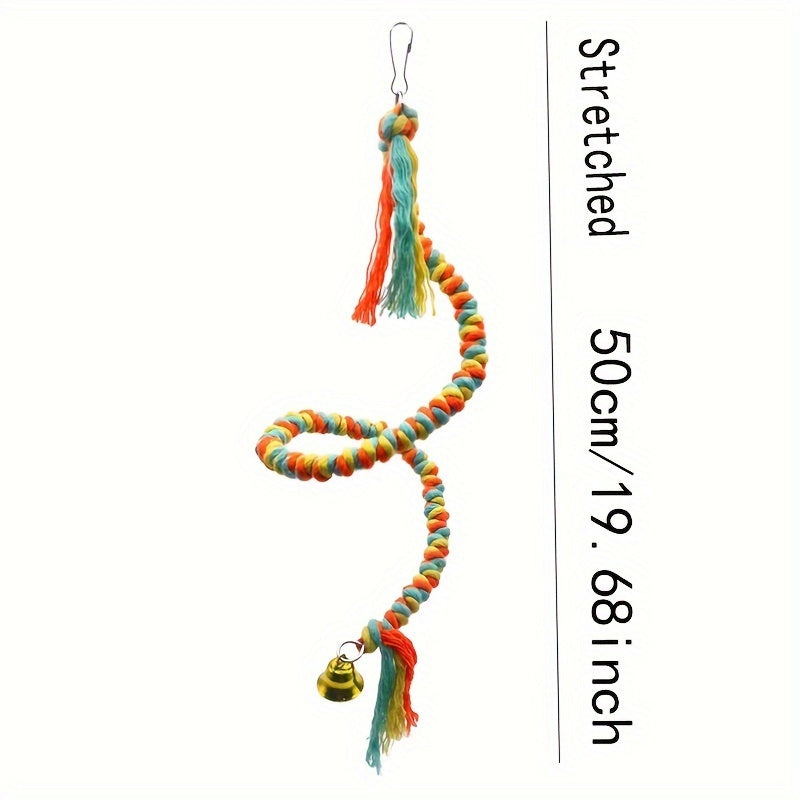Colorful Parrot Rope Climbing Toy, Spinning Beak Grinding Chewing Hanging Toy, Bird Cage Decoration for Budgies, Cockatiels, Conures, Lovebirds (Random Color)