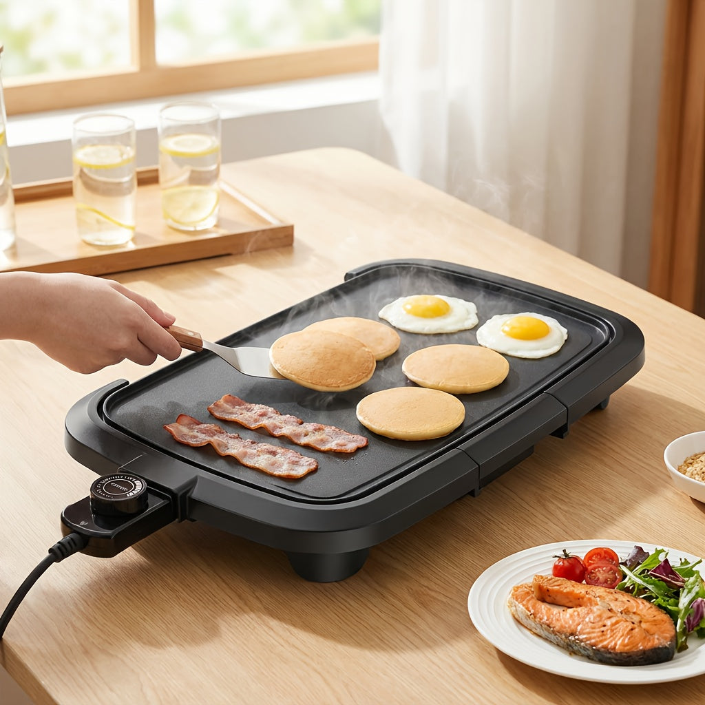 Large Nonstick Teppanyaki Electric Grill Pan & Griddle – Frying & Grilling All-in-One Breakfast Maker for Eggs Steaks Bacon Sausages Pancakes & Seafood Easy to Clean