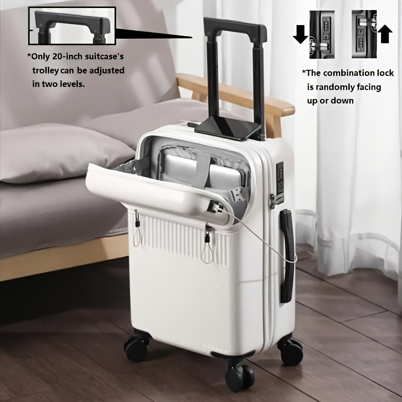 20-Inch Carry-On Luggage with Password Lock – Large Capacity Hardside Boarding Suitcase for Travel in Red White Green Gray