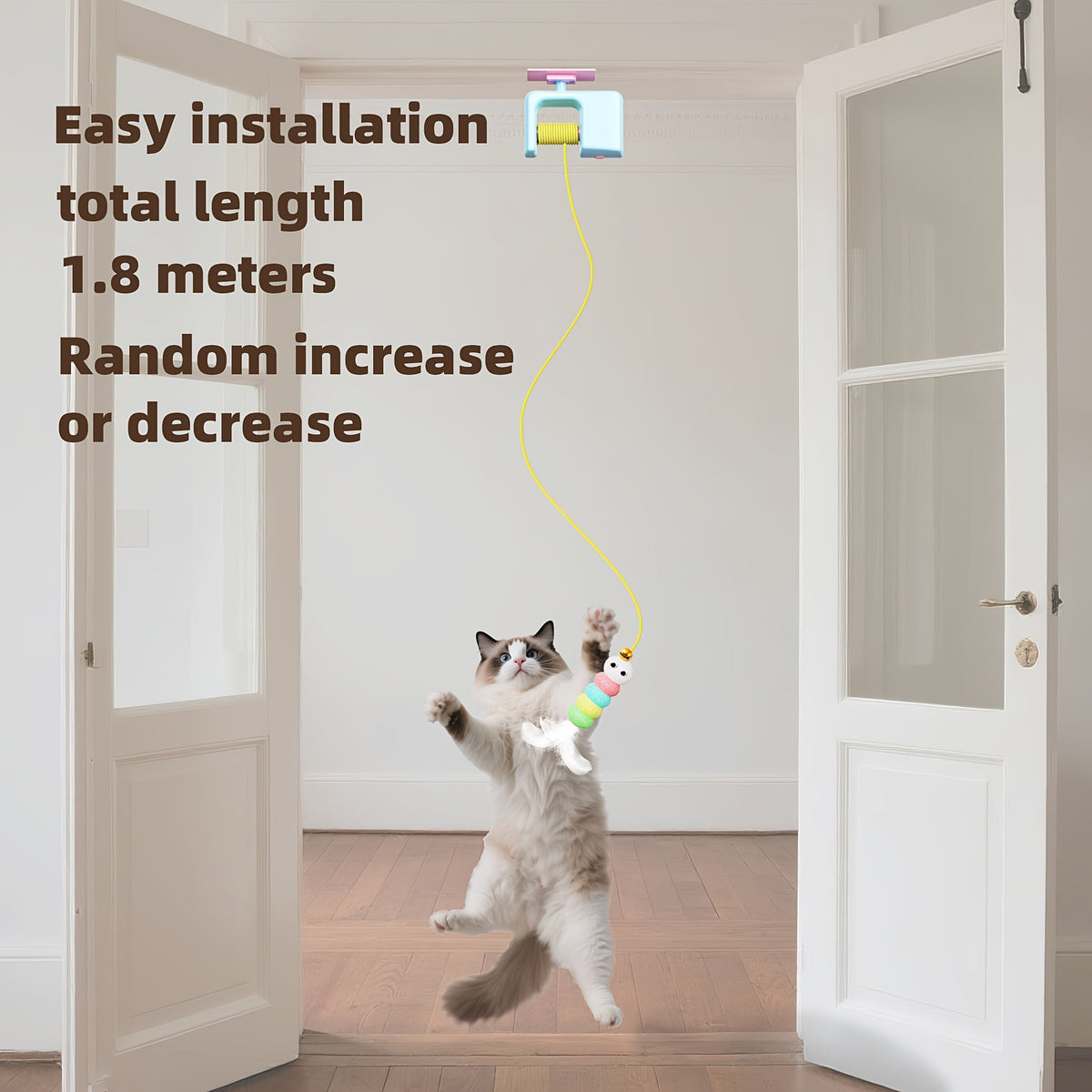 Automatic Swing Cat Toy with USB Charging - Interactive Hanging Door Cat Ball with Feathers, Auto-Swinging Kitten Toy for Indoor Entertainment, Suitable for All Cat Breeds, Approved by Busy Pet Owners