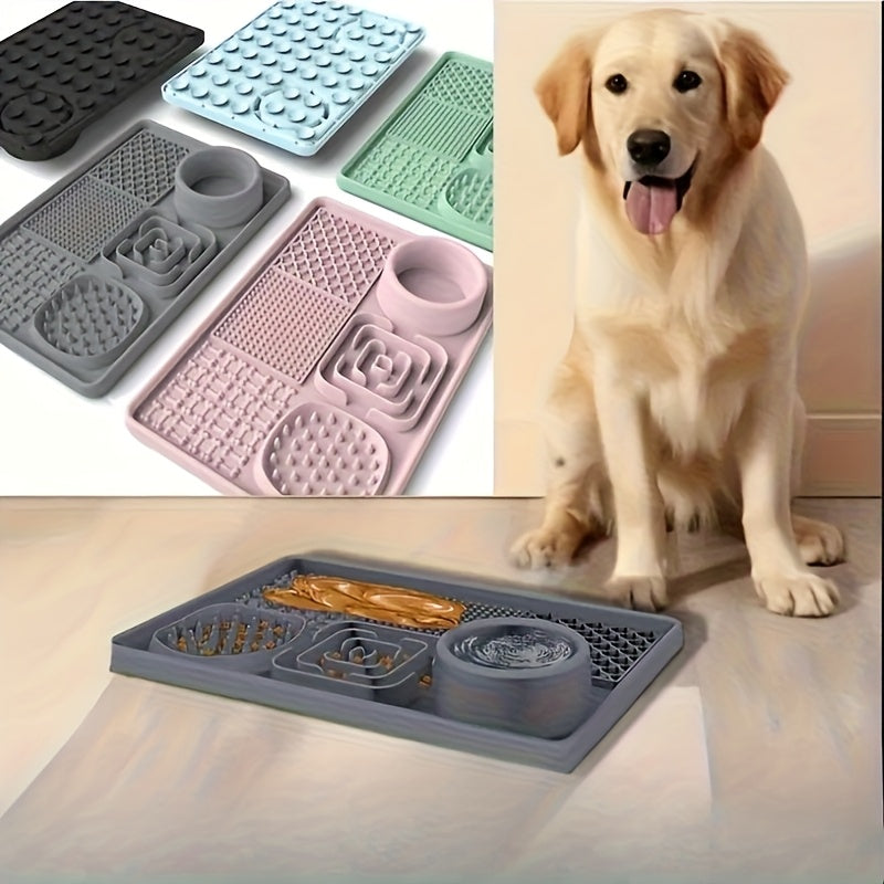 6-in-1 Pet Slow Feeder Lick Mat with Powerful Suction Cup, Multifunctional Anxiety Relief Lick Pad for Dogs and Cats, Promotes Healthy Eating, Grooming & Bath Aid