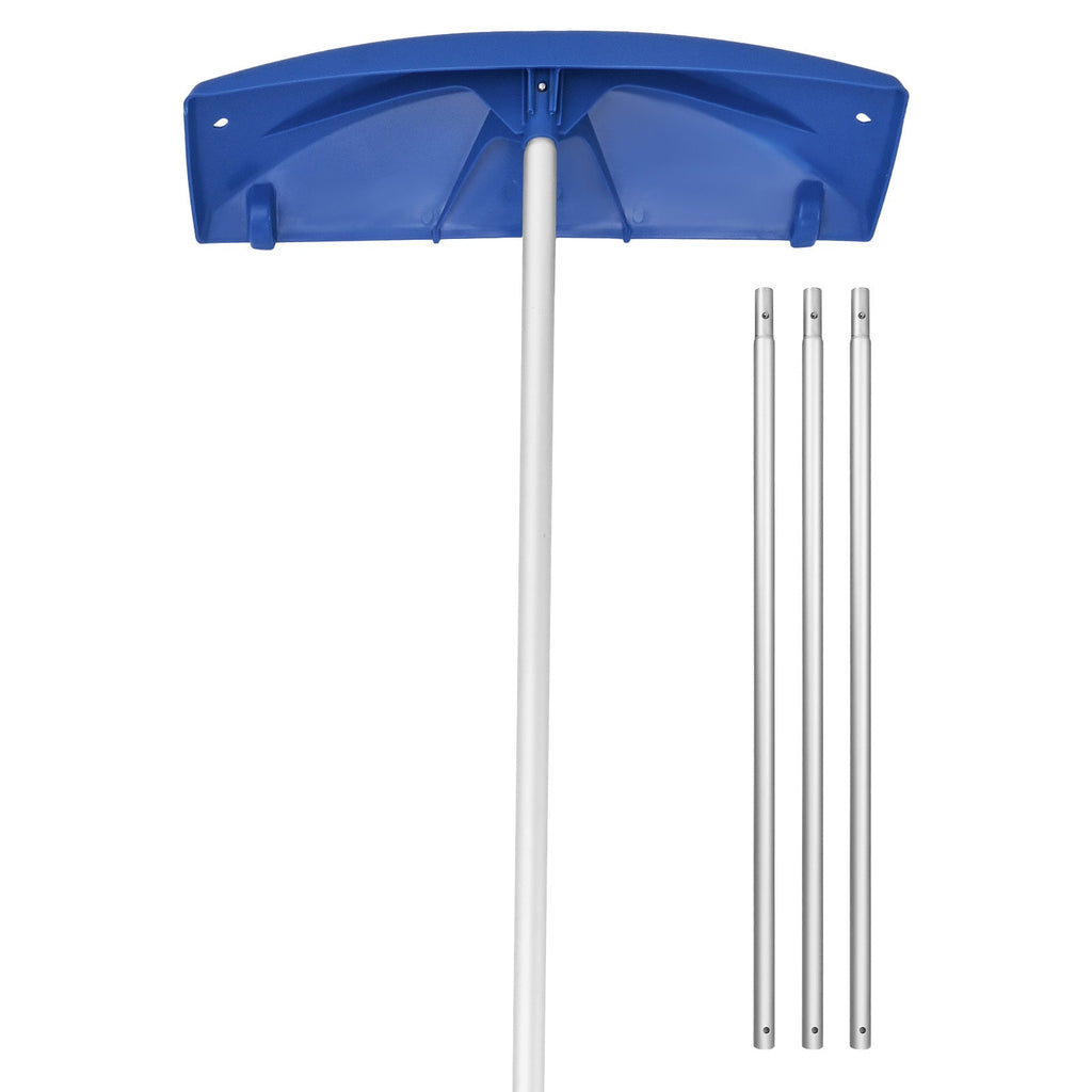 Roof Snow Rake, 24" Wide PP Blade, 3.8-18.2ft Adjustable Aluminum Handle, Rolling Wheels, Anti-Slip Grip, No-Ladder Snow Removal Tool for House Roof, Garage, Car, Leaves & Debris