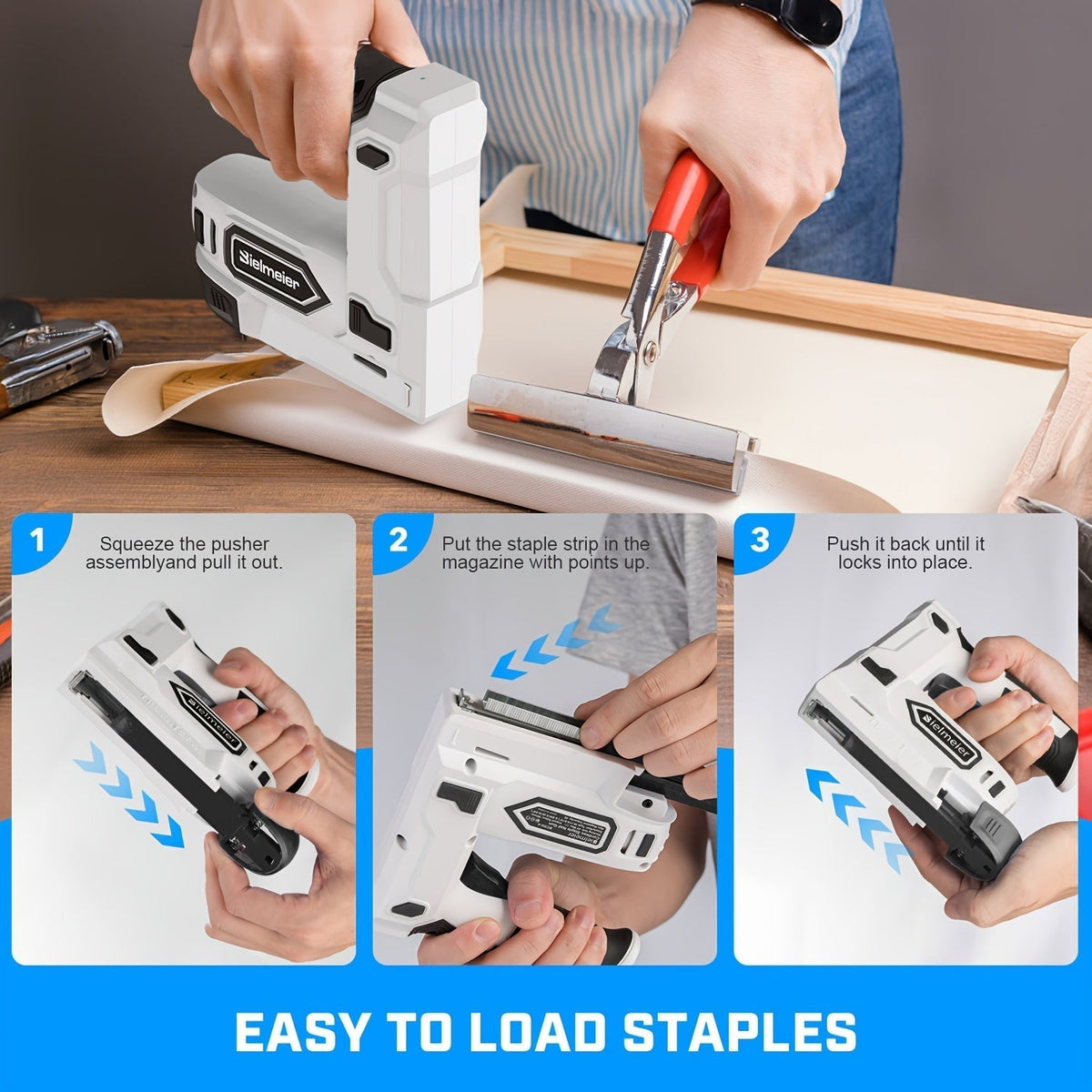 20V Cordless 2-in-1 Brad Nailer & Stapler – No Compressor Needed, Battery & Charger Included, Safety Guard, Includes 1600 Nails & 2000 Staples for Carpentry, Upholstery & DIY